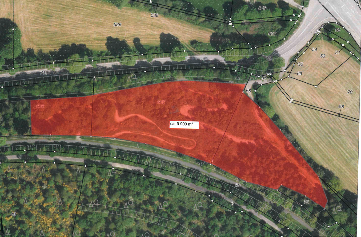Lageplan: Gelände des Bikeparcours 2.0 mit Pumptrack in Bad Fredeburg (rot markiert)